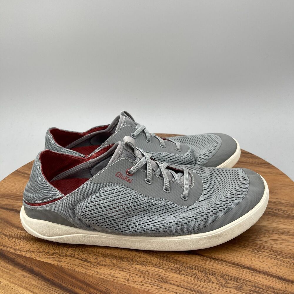 OluKai Moku Pae Shoes Mens Size 10 Gray Casual Walking Boat Mesh Sneakers